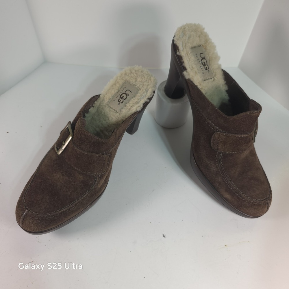 Ugg Australia Isabella Sheepskin Mule Clogs Size 6.5 Suede Brown 5565 Kitten